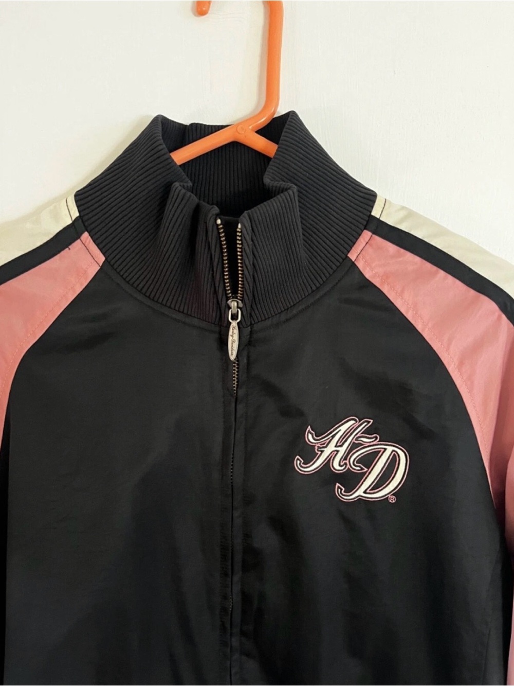 Harley Davidson Motorcycles Black/Pink Mesh lined Nylon jacket -Womens sz XL - Picture 2 of 8
